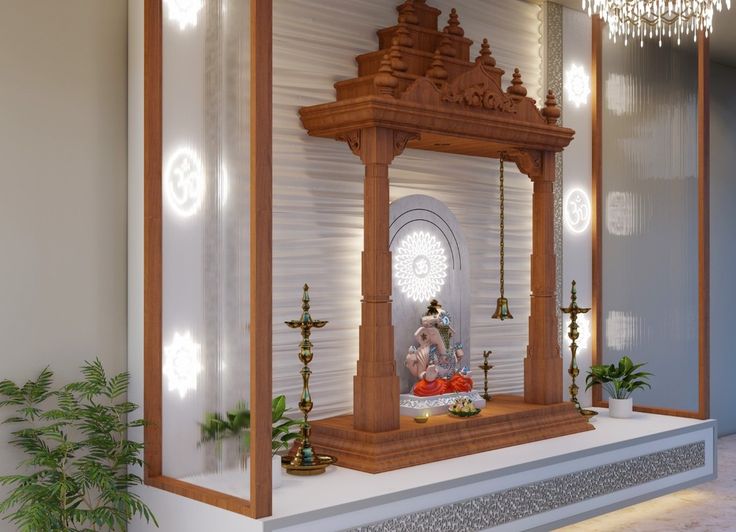 Traditional Wooden Pooja Room
